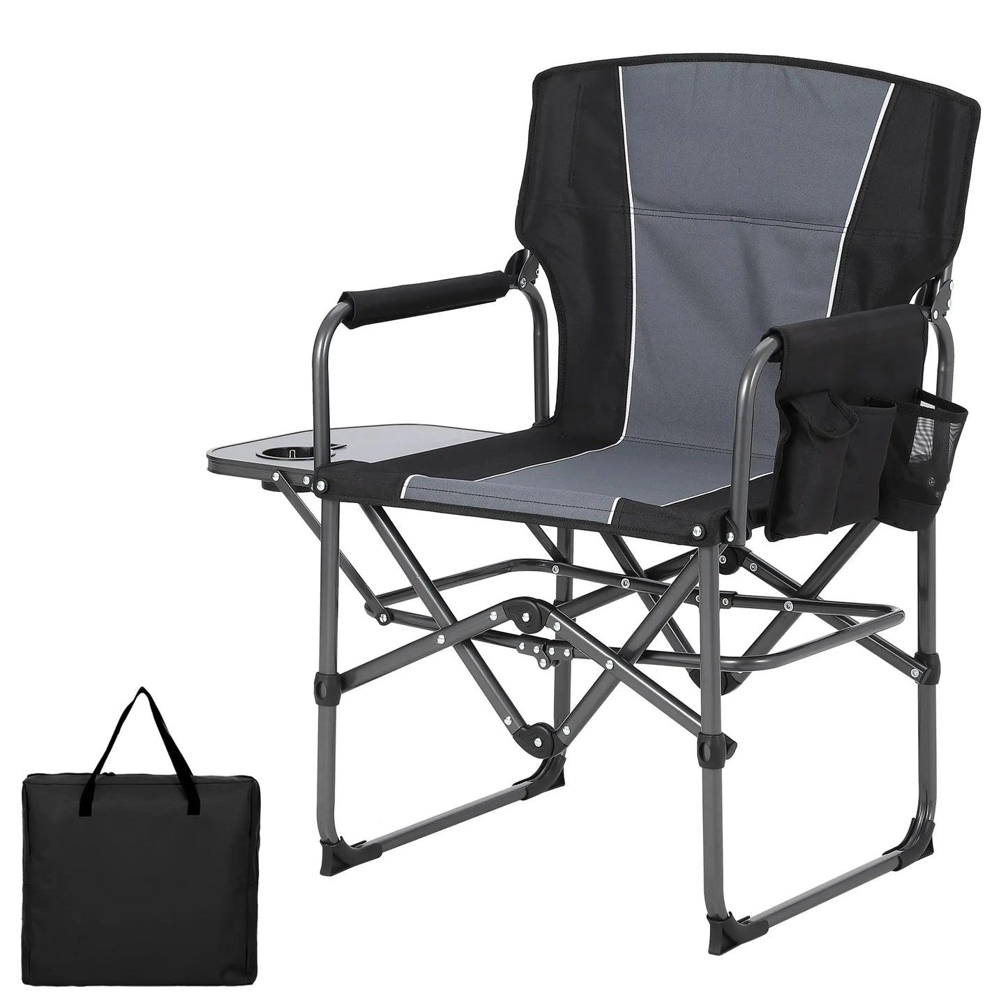 HiMISS Oversized Folding Director Chair Heavy Duty With Side Table