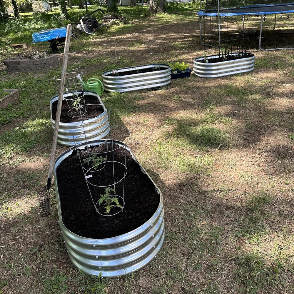 Tramull 4 Pack Raised Garden Bed Kit Galvanized Metal Planters