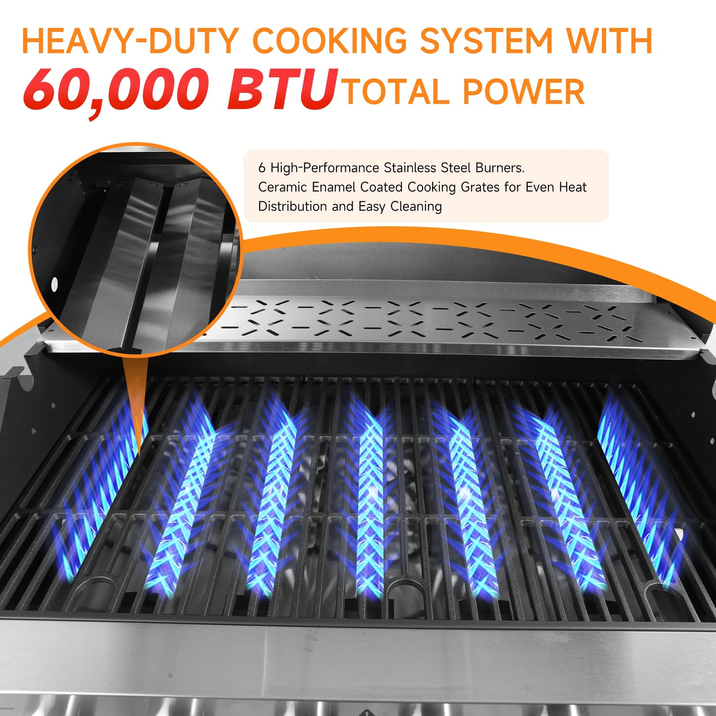 Propane Gas Grill 60,000 BTU Cabinet With Warming Rack