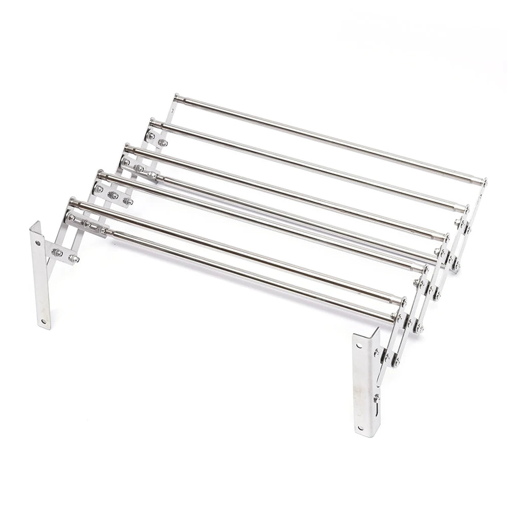 Stainless steel wall-mounted laundry drying rack, adjustable 42–80cm, foldable towel holder by S And B Enterprise