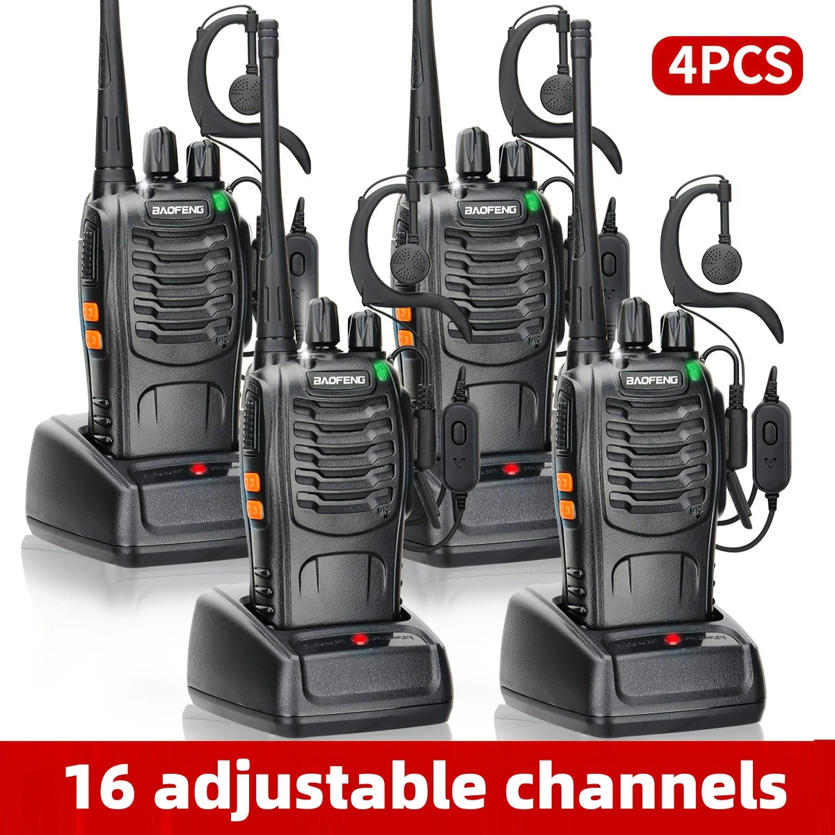 Baofeng Long Range Walkie Talkies for Adults with Earpieces, 16 Channel Rechargeable Handheld Two Way Radio Walky Talky with Flashlight VOX for Adventure Family Camping Hiking Skiing Cruise by S And B Enterprise
