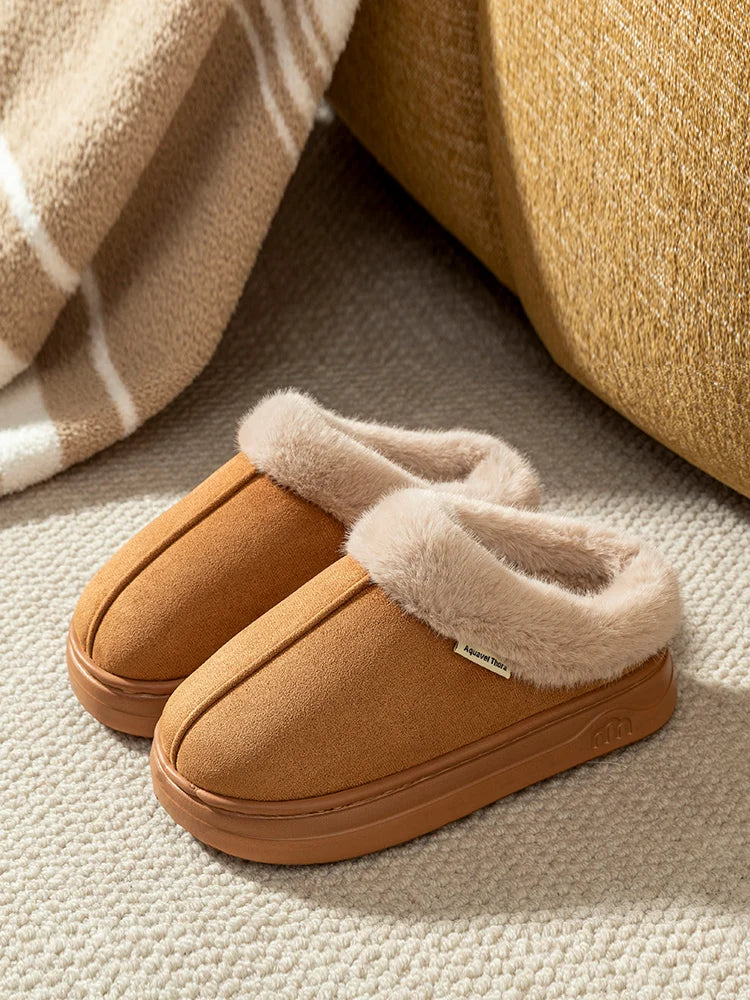 Winter Mens Fur Lined Slippers Non Slip Indoor Outdoor Shoes