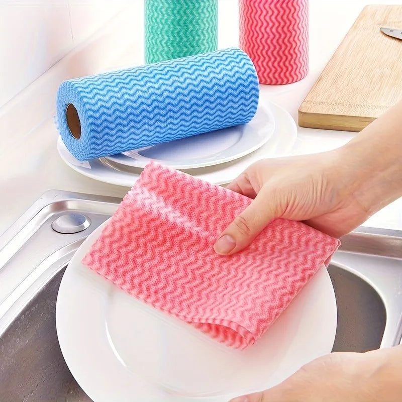 2/4Rolls Disposable Non-woven Cleaning Cloths Versatile Kitchen Living Room Use Washing Wiping Dirty Item Absorbent Towels by S And B Enterprise