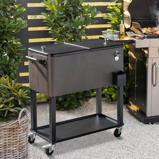 JIYU Rolling Ice Chest On Wheels Outdoor Patio Cooler by S And B Enterprise