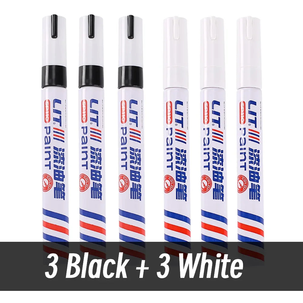 3mm 10p Colorful 8 Colors Permanent Paint Marker Waterproof White Markers tire tread rubber fabric Paint metal Paint Marker Pens by S And B Enterprise