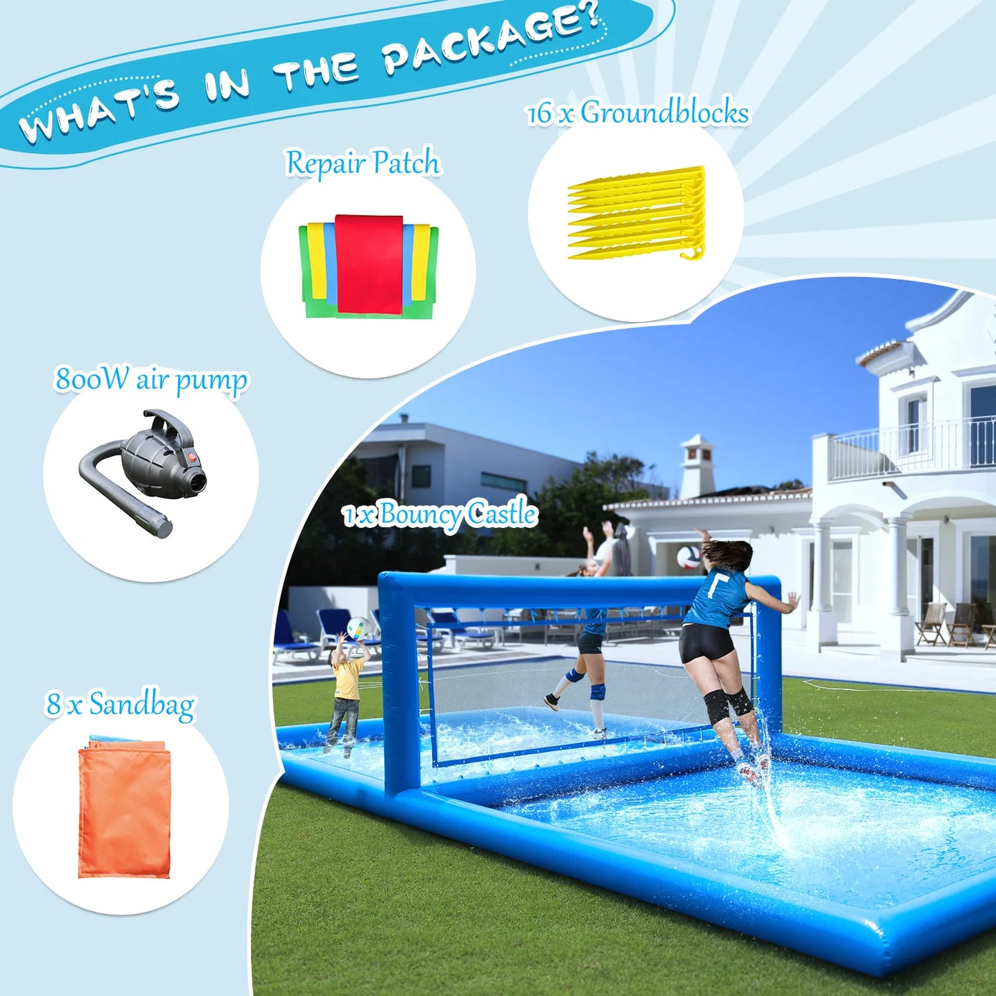 RTS Inflatable Volleyball Court Outdoor Water Volleyball Pool