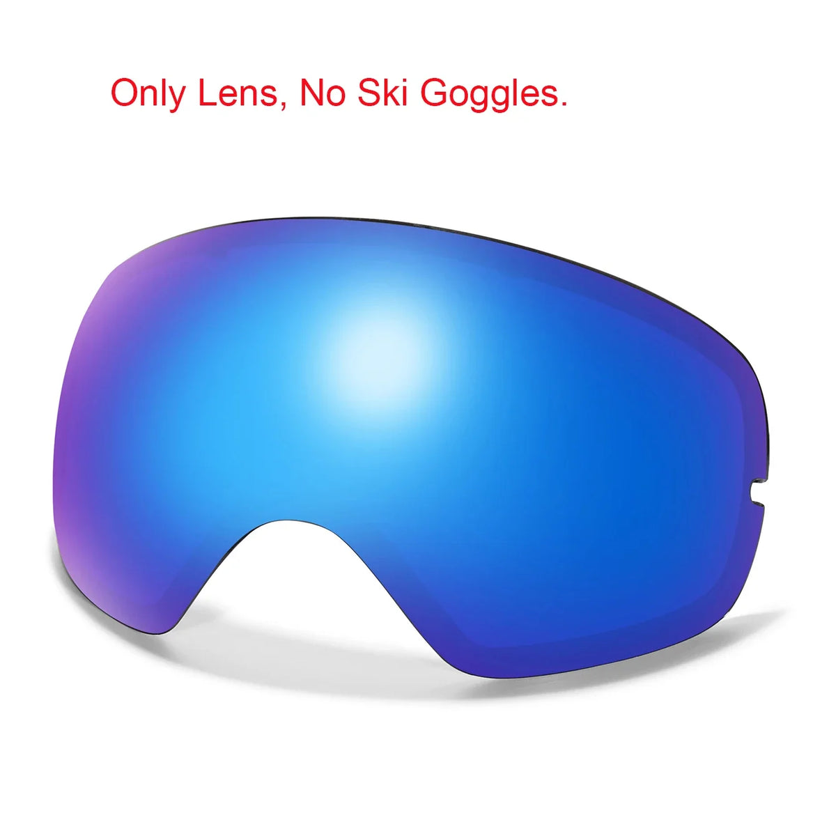 S And B Enterprise ski goggles lens with blue purple mirrored finish, UV400 anti-fog.