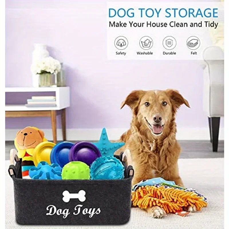 Felt Dog Toy Box Organizer For Home Storage Basket by S And B Enterprise