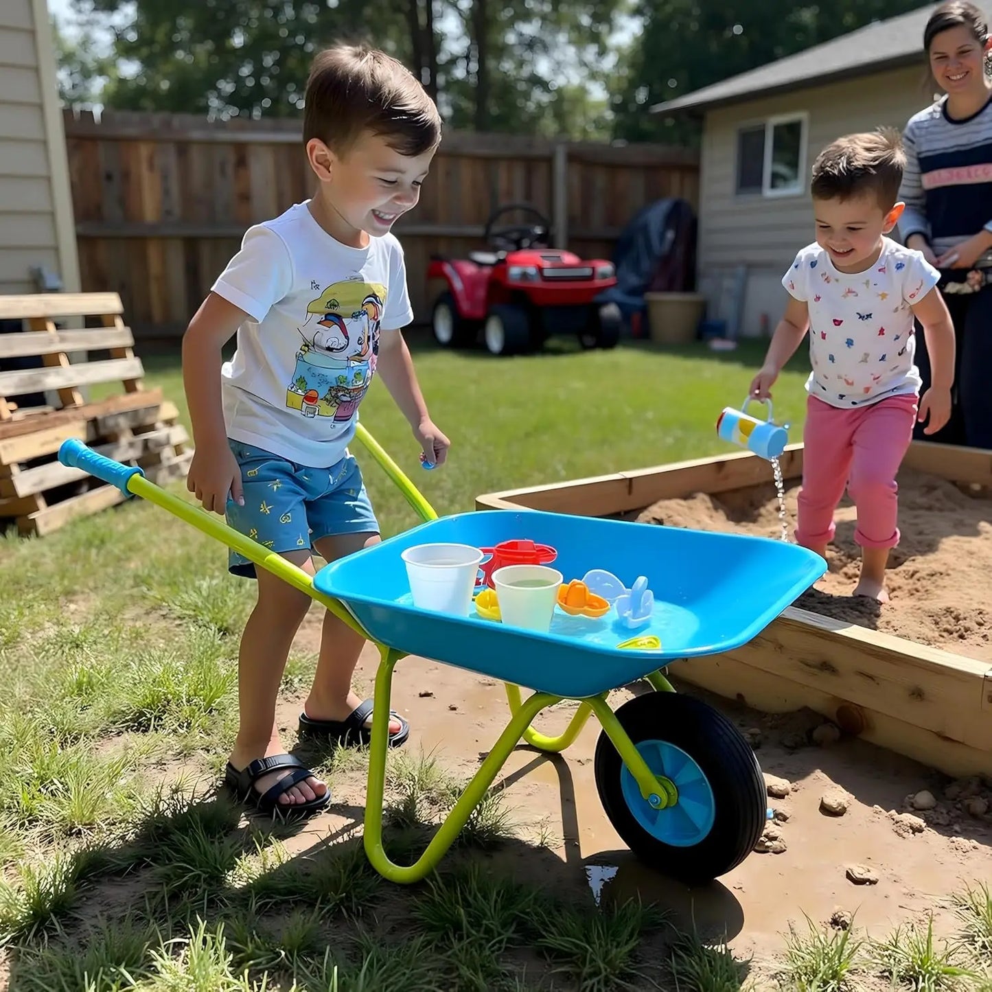 Kids Metal Wheelbarrow For Outdoor Play And Gardening