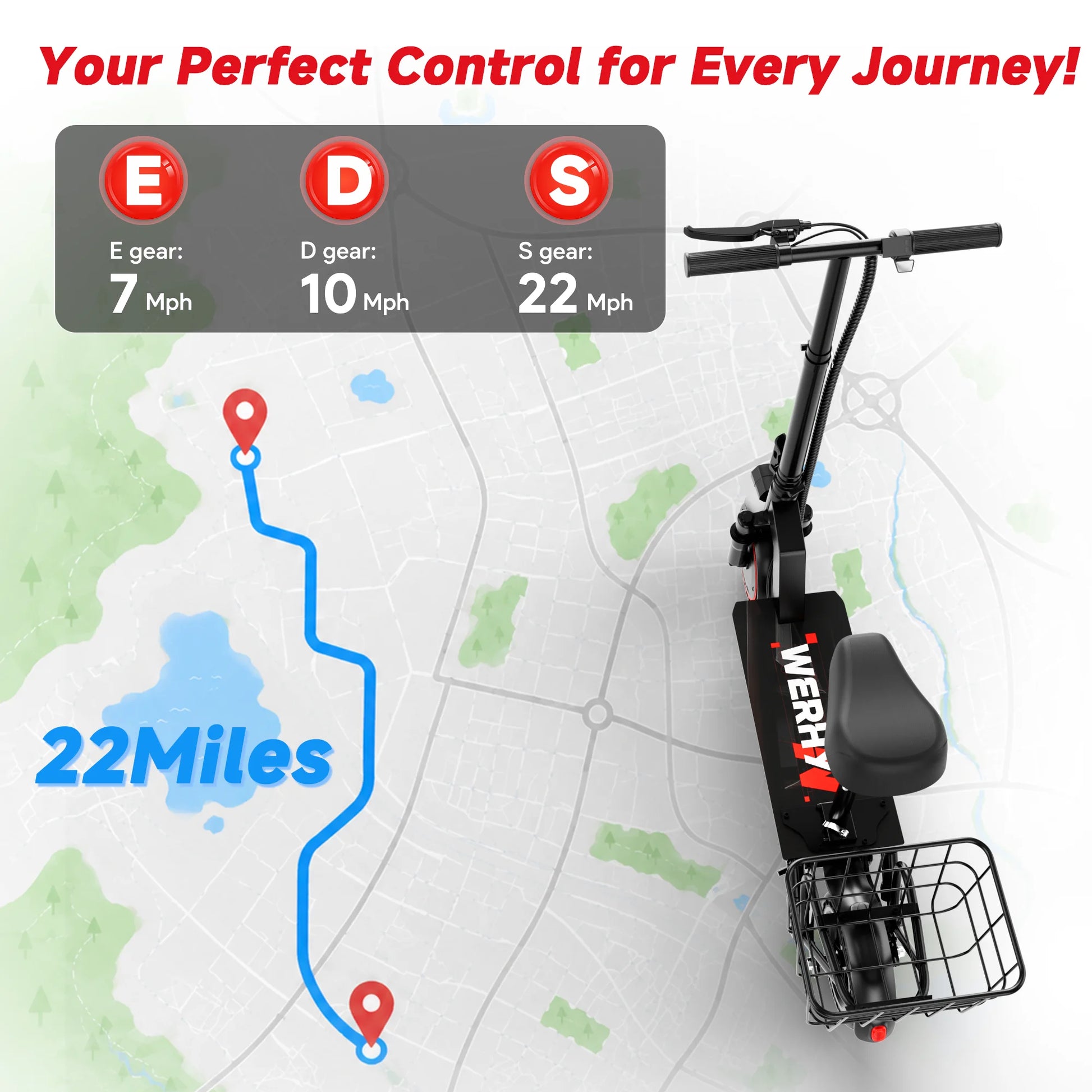 2026 S And B Enterprise electric folding bike with front basket, 500W motor, 10in solid tires, 22 miles range
