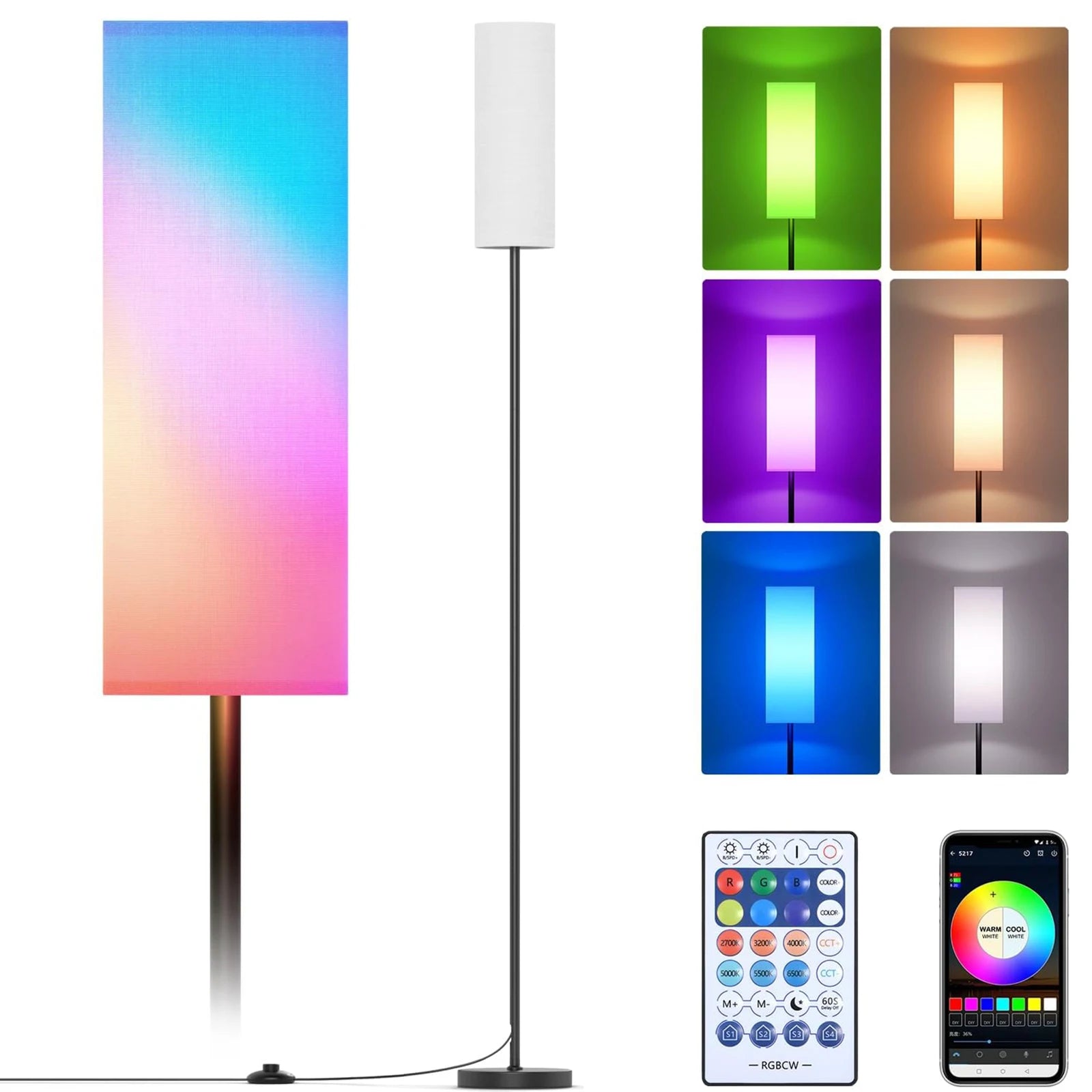 US Modern Floor Lamp Standing Tall Light Foot for Bedroom Living Room Study Room RGB Floor Lamp Study Room Floor Lamp by S And B Enterprise