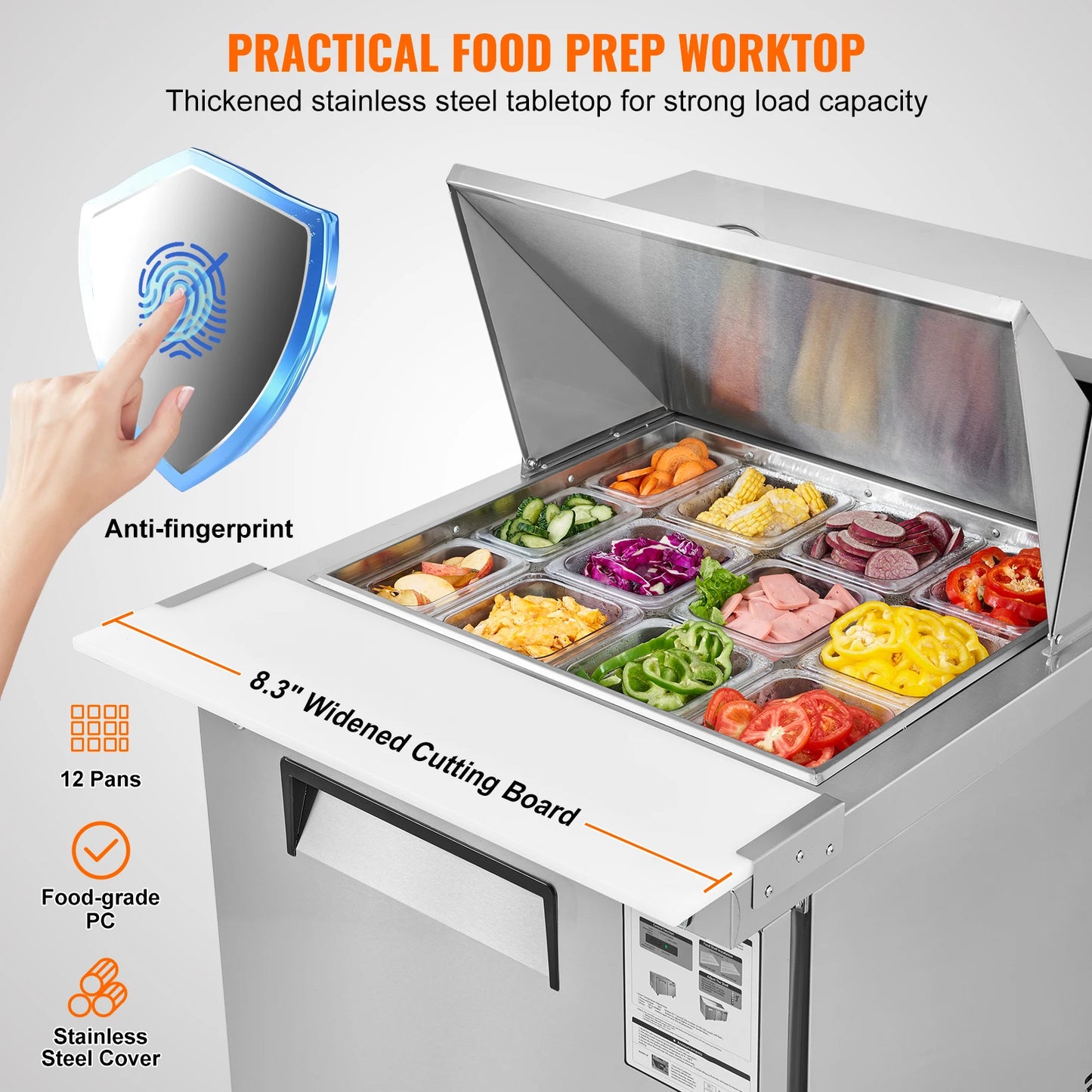 SucceBuy Stainless Steel Commercial Refrigerator Sandwich And Salad Prep Table by S And B Enterprise