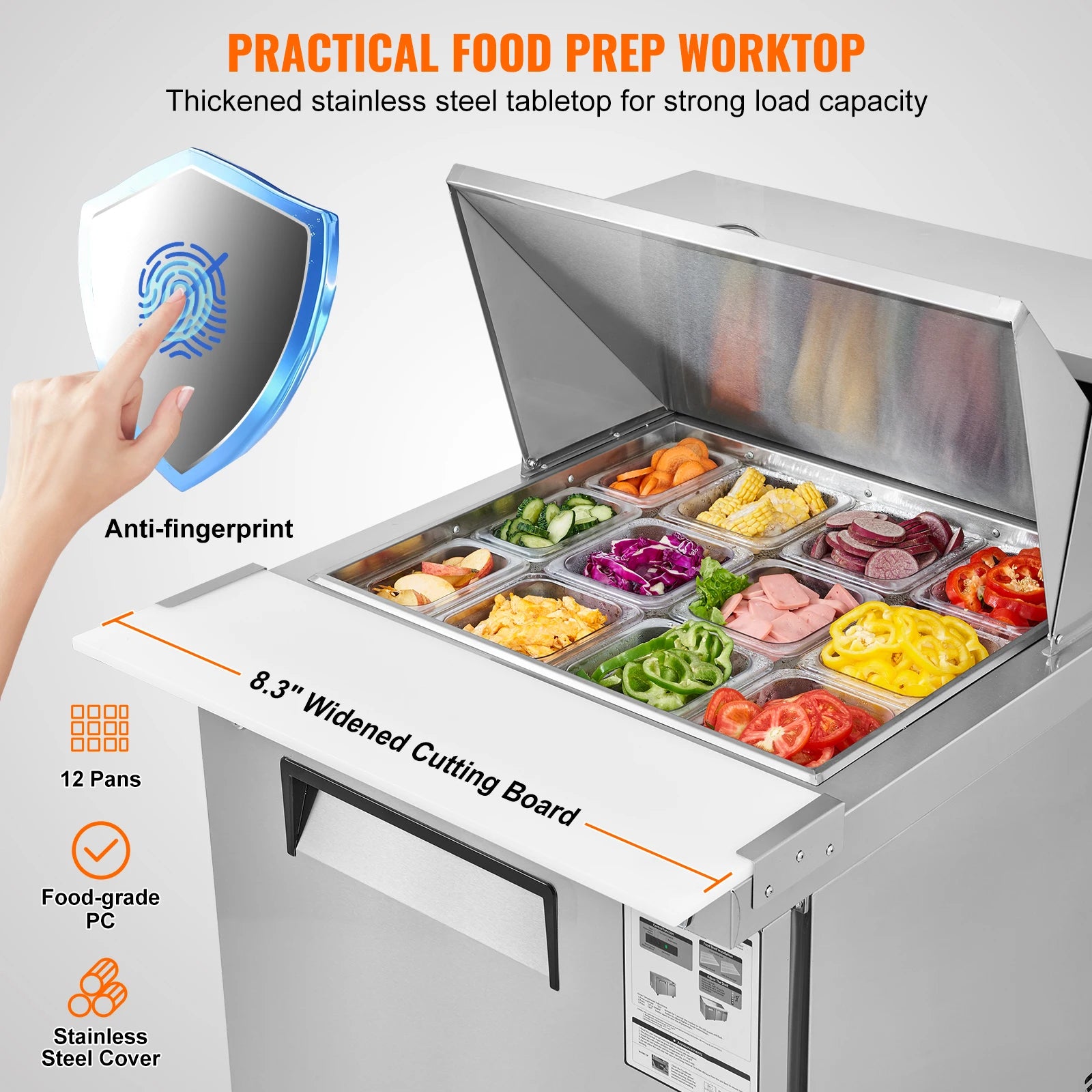 SucceBuy Stainless Steel Commercial Refrigerator Sandwich And Salad Prep Table by S And B Enterprise