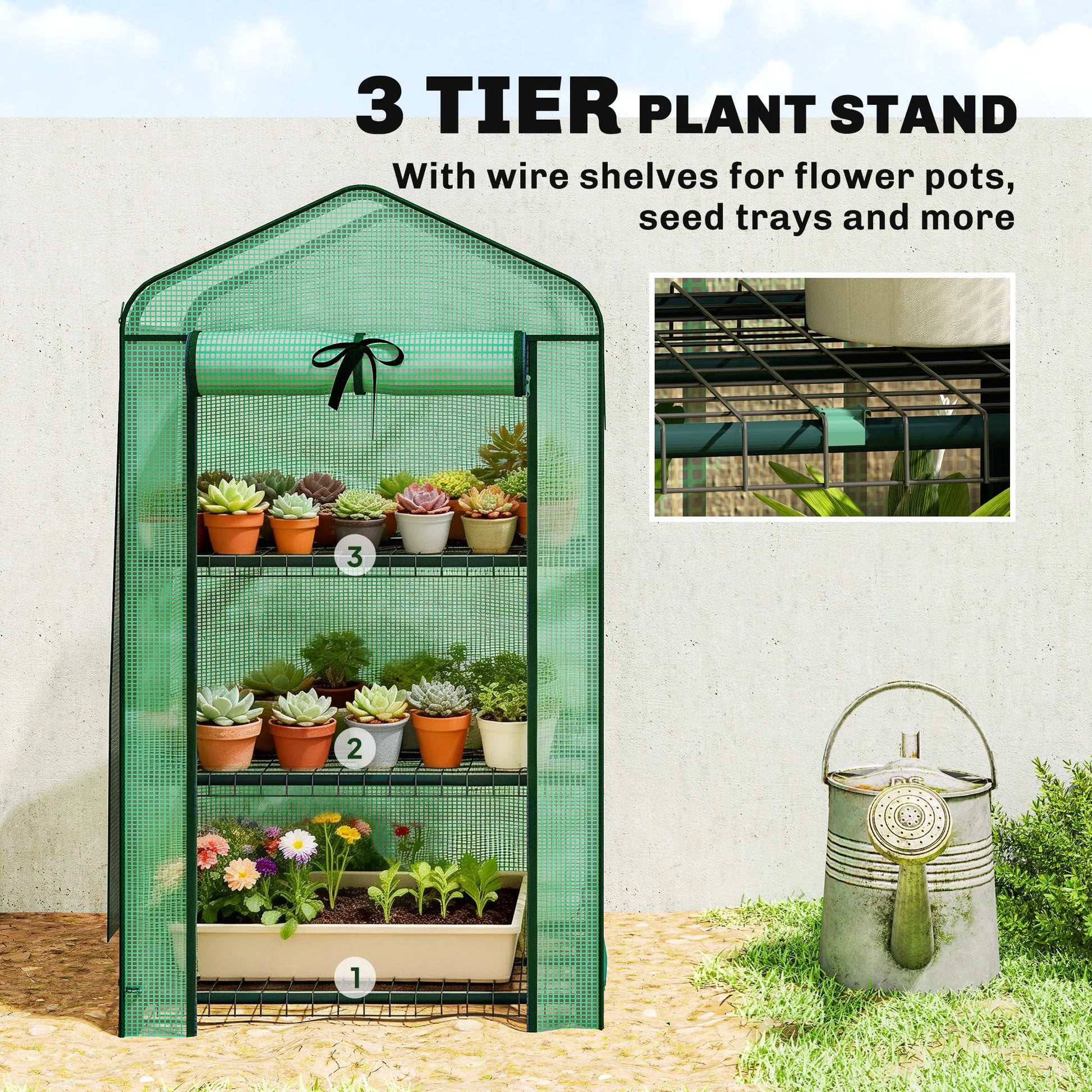 3 Tier Mini Greenhouse With Screen Roof Portable Outdoor by S And B Enterprise