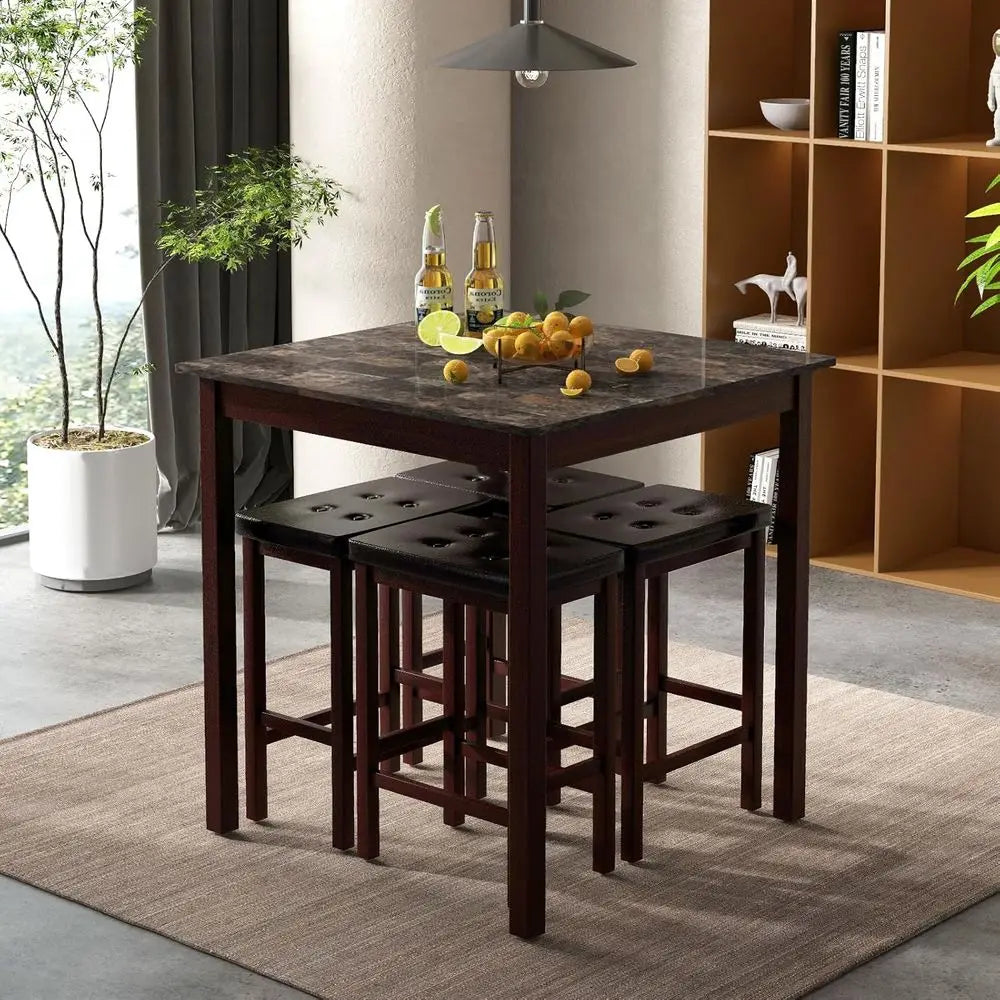4 Piece Dining Set With Counter Height Table And Stools by S And B Enterprise