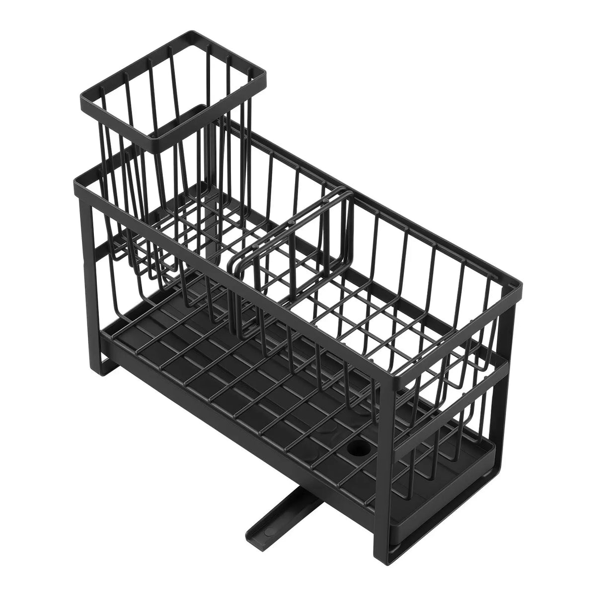 Kitchen sink caddy organizer by S And B Enterprise, black 2-tier sponge holder with high brush holder
