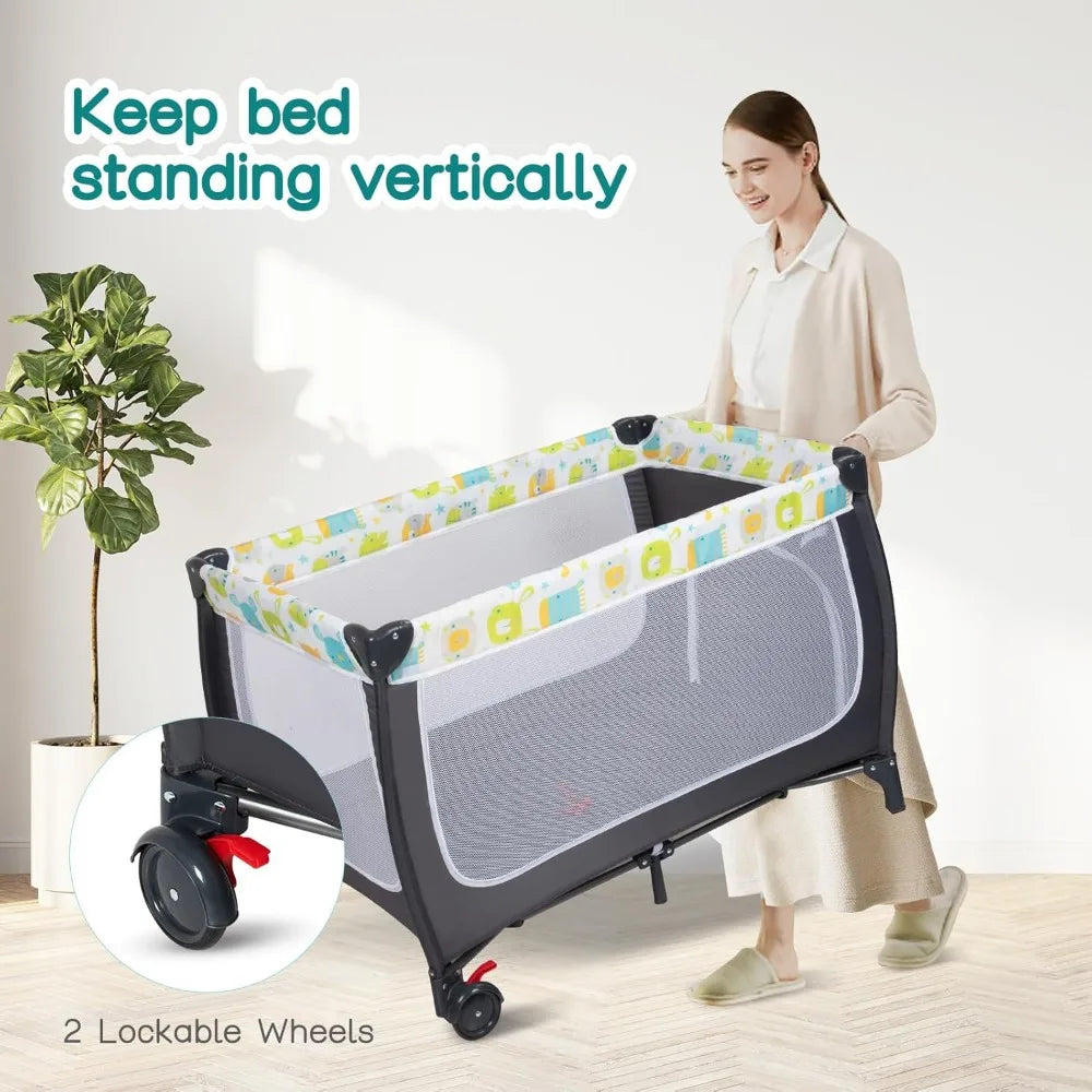 4 in 1 Portable Baby Playard with Adjustable Canopy Music Box Changing Table for Newborn Infant Toddler by S And B Enterprise