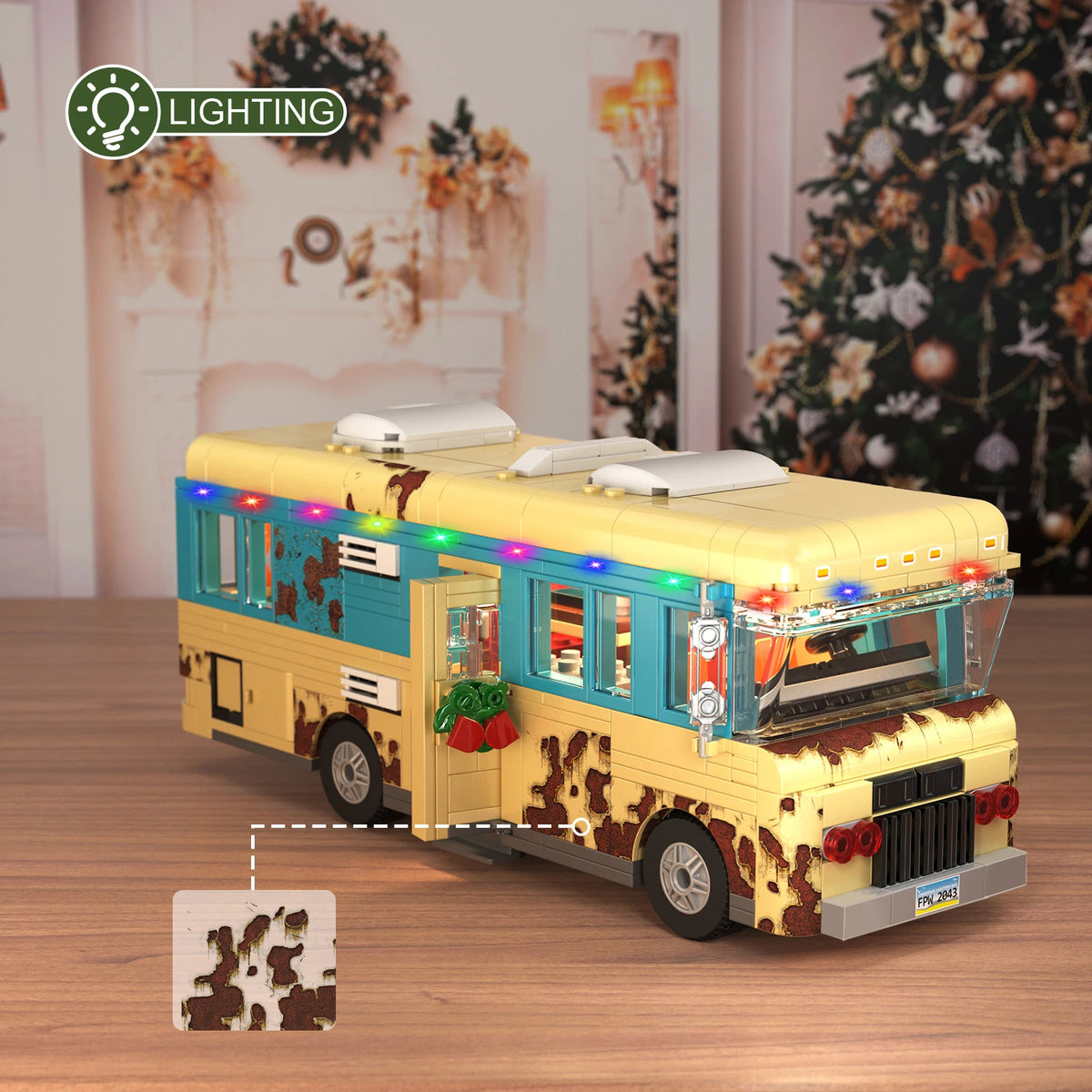 Christmas RV building blocks set by S And B Enterprise with LED lights and multicolor exterior for festive decor