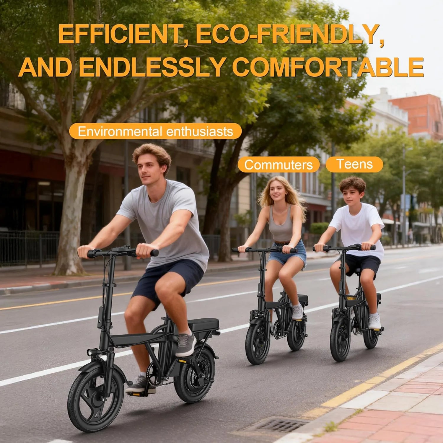 14'' Foldable Electric Bike 500W Motor 48V Battery 22MPH Max Speed 30Miles Long Range with Two Seats for Adult Mini E Bike by S And B Enterprise