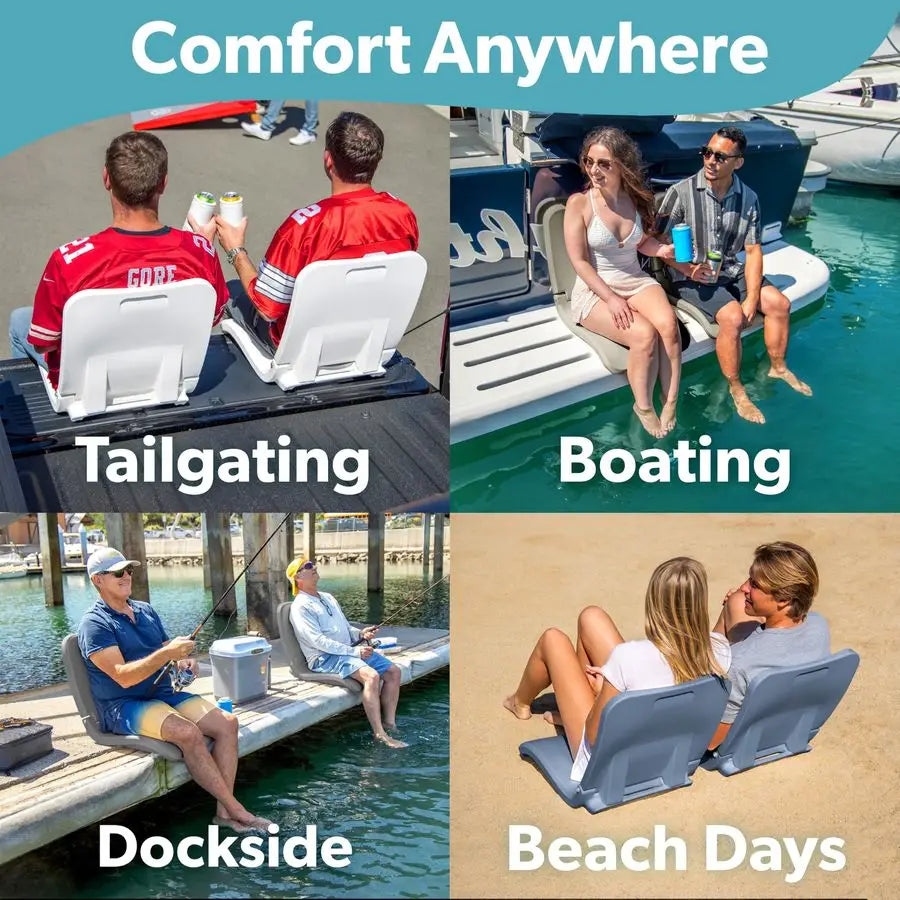 Portable Poolside Foldable Chair With Back Support For Beach Tailgating