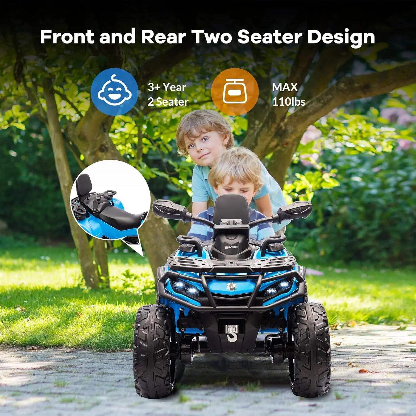 Licensed 24V Ride On ATV For Kids With LED Headlights