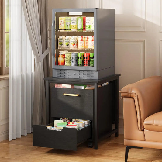 Mini Fridge Stand Freestanding Cabinet With Lockable Wheels by S And B Enterprise