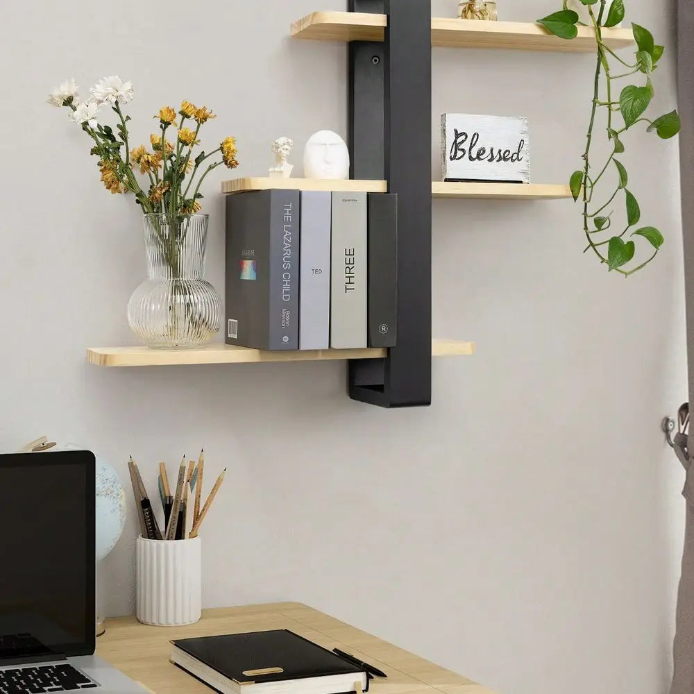 Einzigar Modern Pine Wood Wall Mounted Floating Shelves by S And B Enterprise