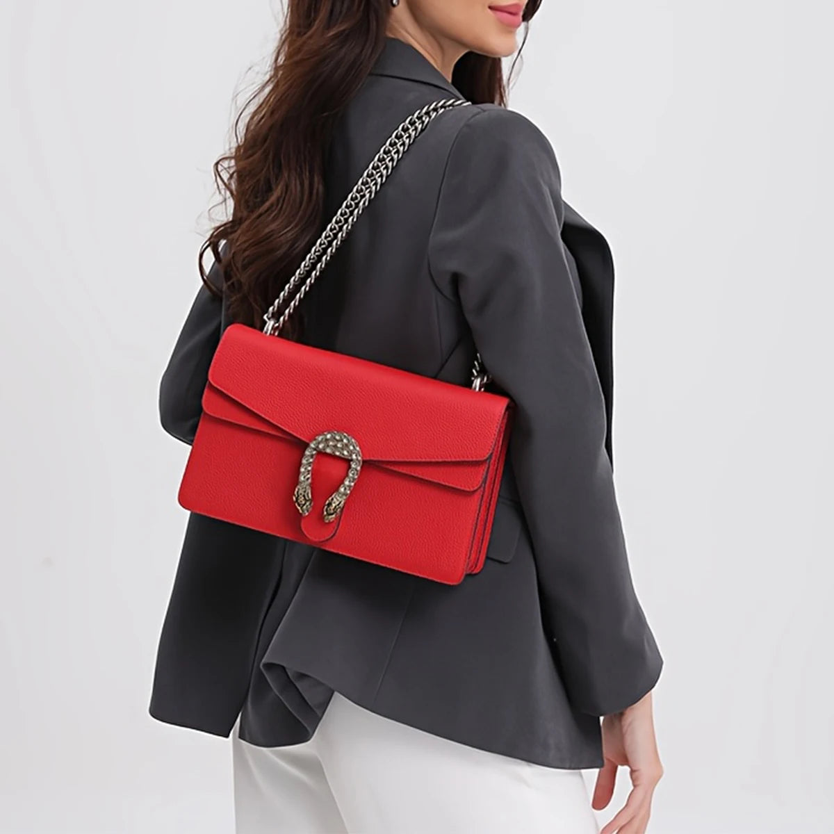 Genuine Leather Crossbody Chain Shoulder Bag For Women