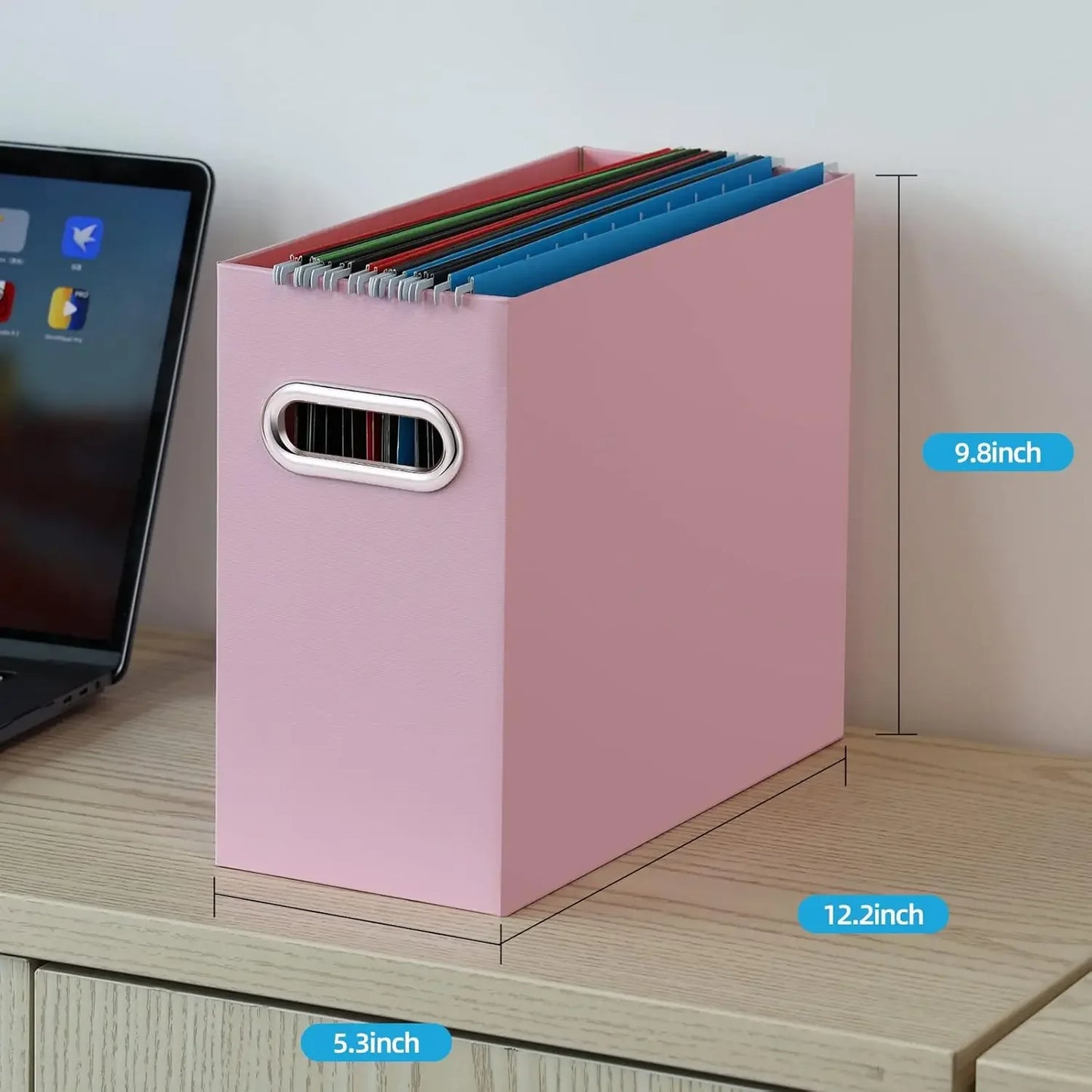 Collapsible File Organizer Box With Portable Handle For Office