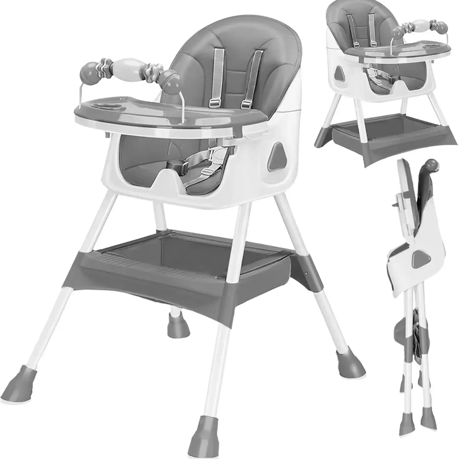 Foldable Baby High Chair 6 Months Plus, with Large Antislip Pad & ToyRack, Easy to Clean Feeding , E500 by S And B Enterprise