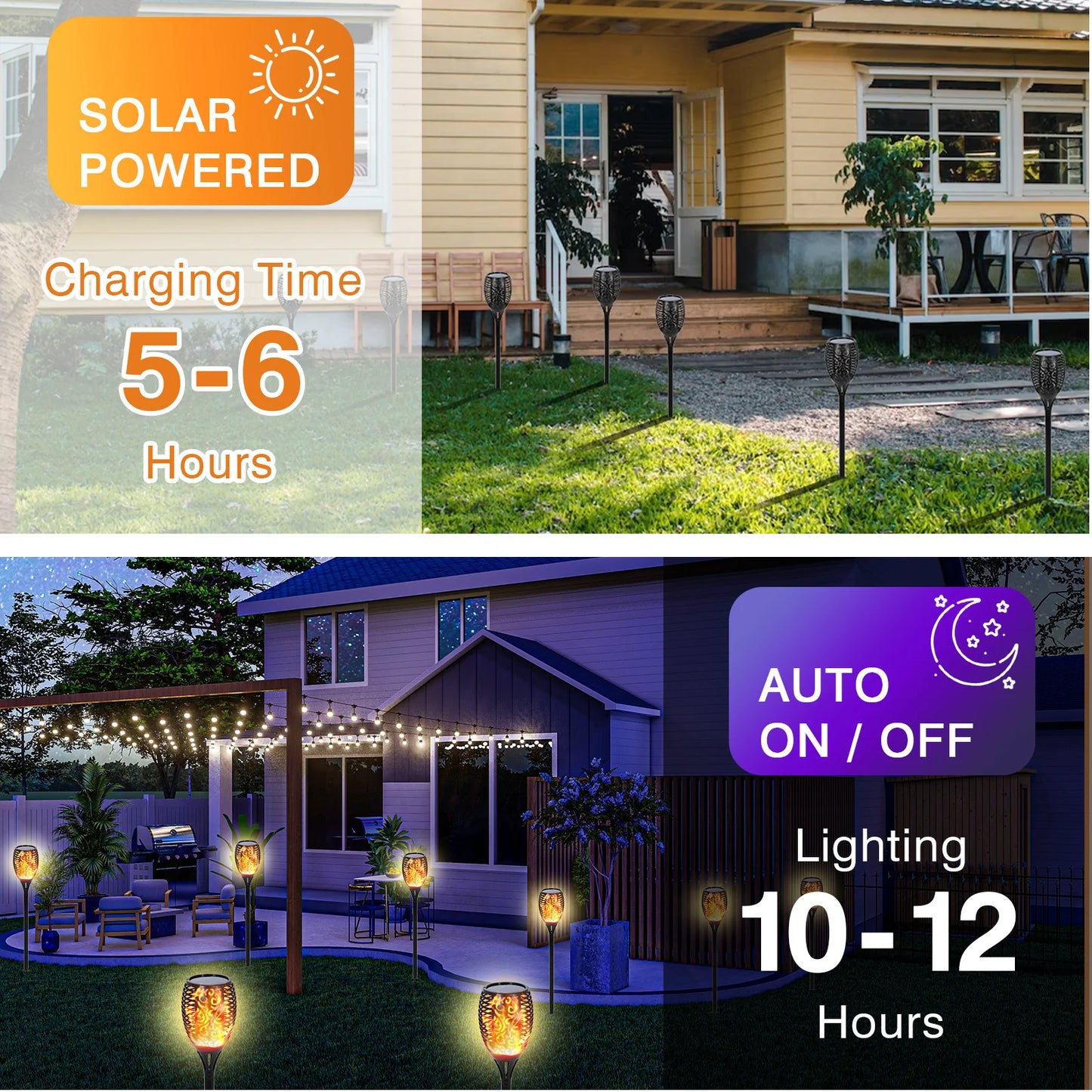 Solar Torch Lights Outdoor 96 LED Pathway Landscape Lighting