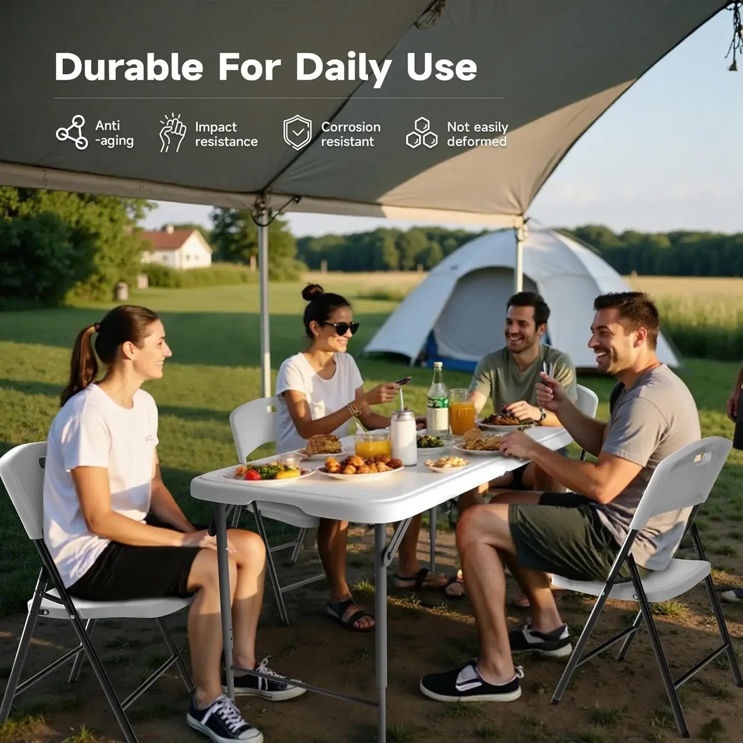 Portable Folding Table And Chair Set Heavy Duty For Indoor Outdoor Use