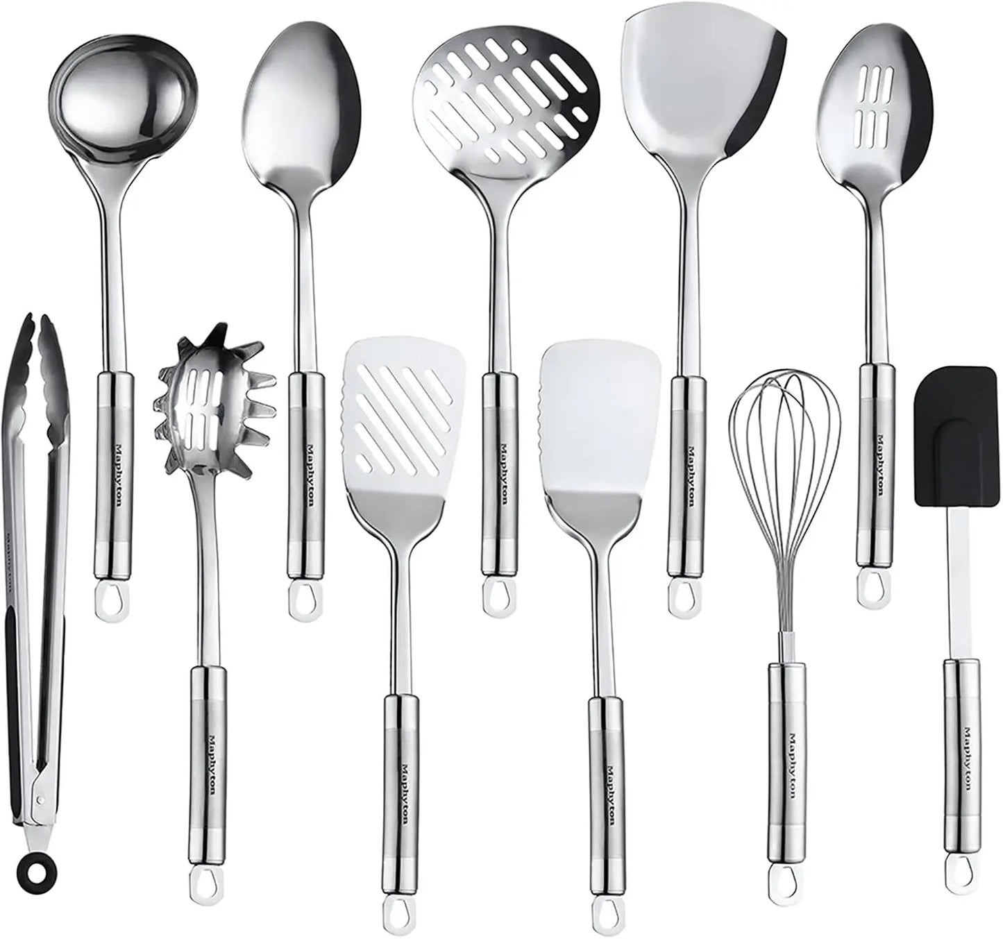 11 Piece Stainless Steel Kitchen Utensil Set With Nonstick Tools