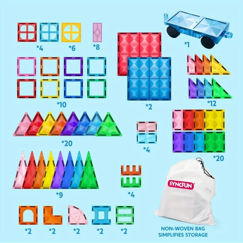 JOYFY 110/66/50 PCS Magnetic Building Tile 3D Magnet Tiles with Vehicle Construction Blocks Set for Kids Birthday Chirstmas Gift by S And B Enterprise