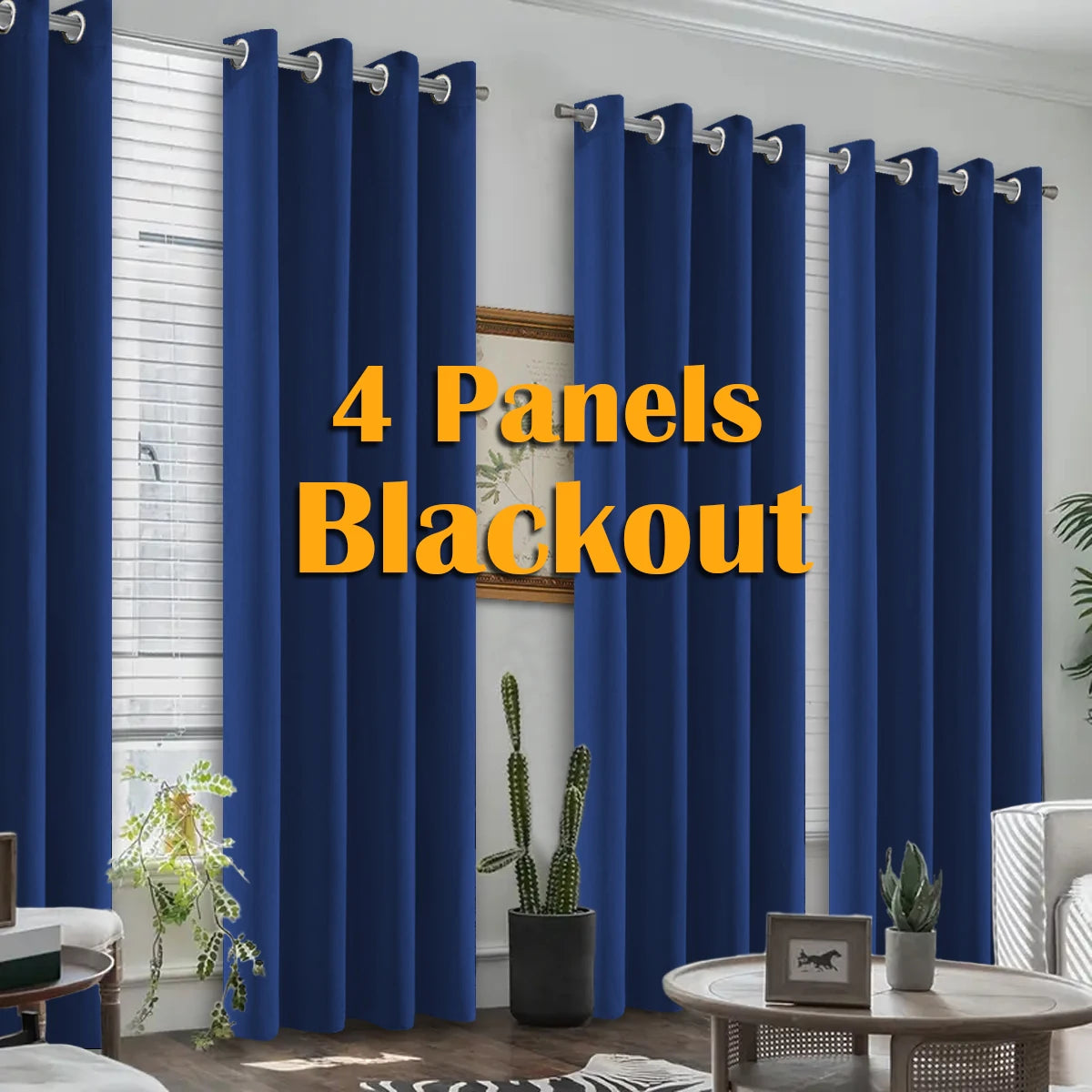 NONECN Blackout Curtains 4 Pack Heat Insulated Grommet For Bedroom Living Room