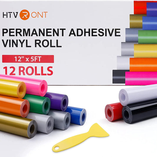 HTVRONT 12 Pack Permanent Adhesive Vinyl Rolls Cricut