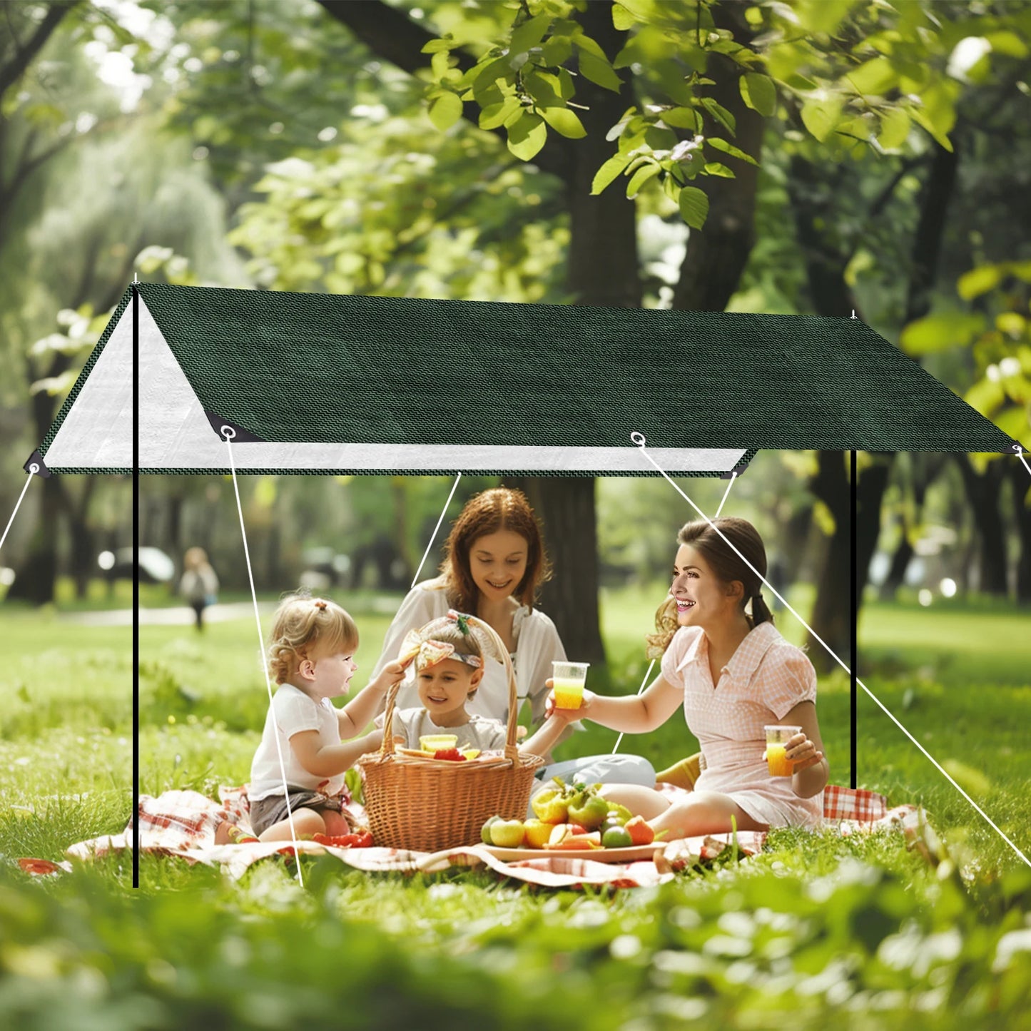 Heavy Duty Tarp Cover Waterproof Tarpaulin UV Resistant Protective Cover with Grommet for Garden Porch Emergency Rain Shelter