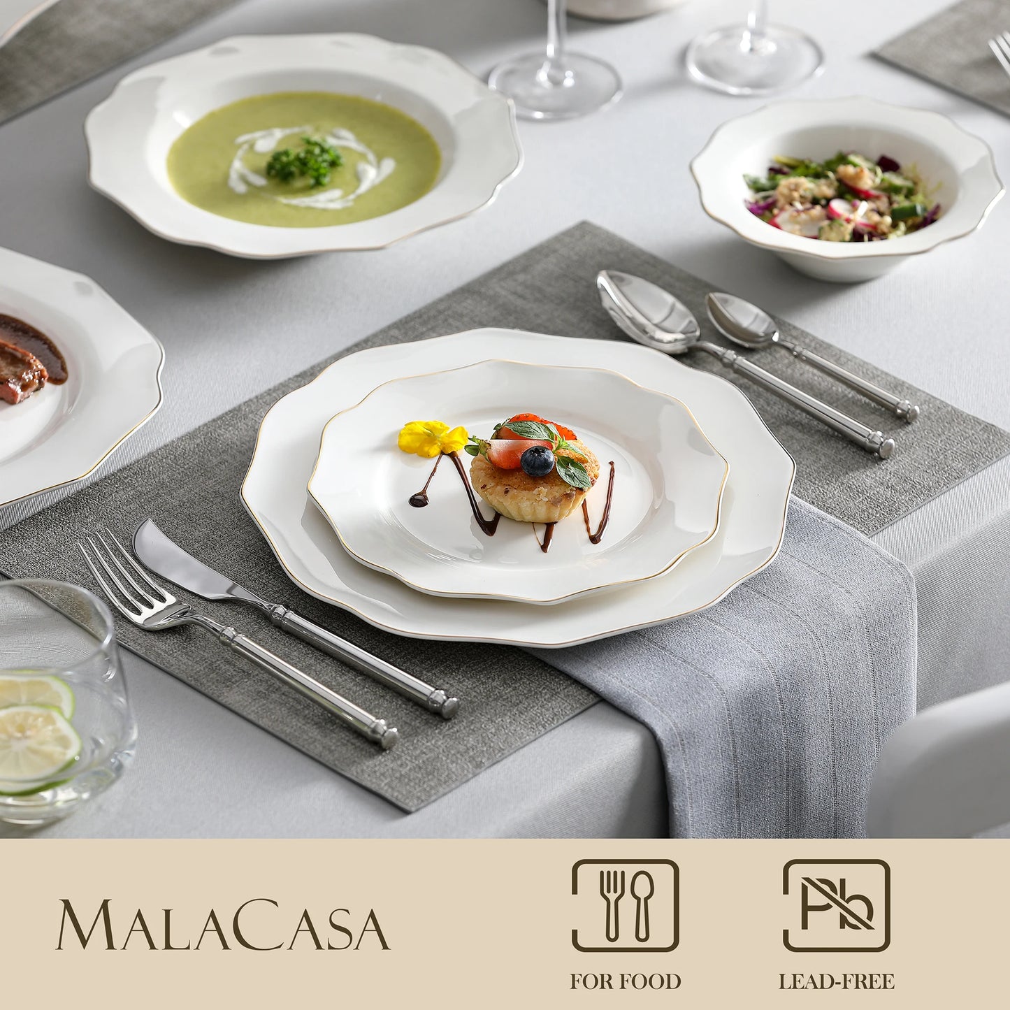 MALACASA Nordic Porcelain Tableware Set With Bowls And Plates by S And B Enterprise