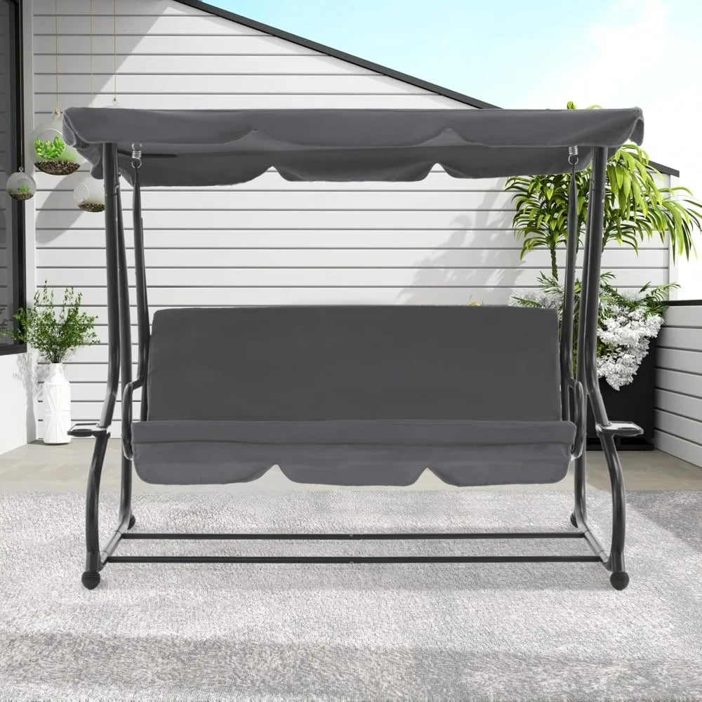 MCombo Patio Swing Chair With Adjustable Canopy Weather Resistant Outdoor