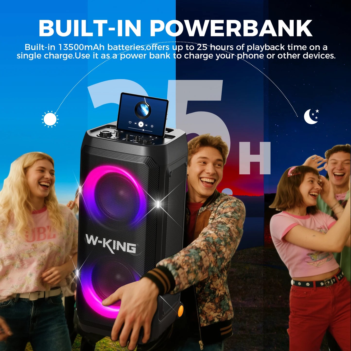 W-King T12 Portable Bluetooth Speaker Pro Sound with Light Show