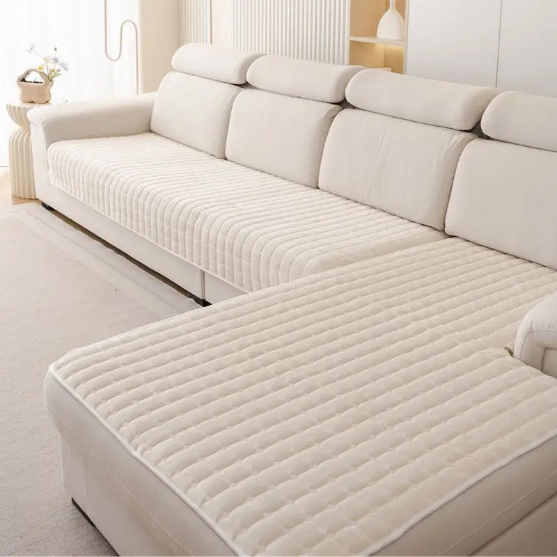 Plush Plaid Velvet Sofa Cushion Cover With Non Slip by S And B Enterprise