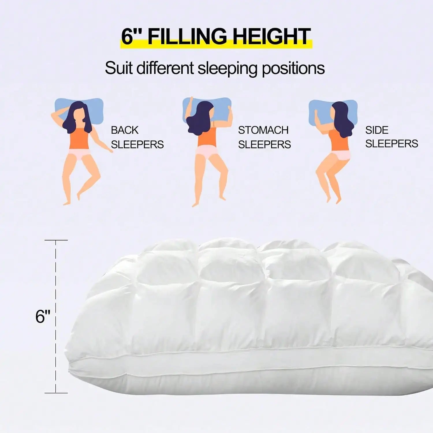 Deluxe Pillow 2-Piece Set With Down Alternative For Side Sleepers by S And B Enterprise