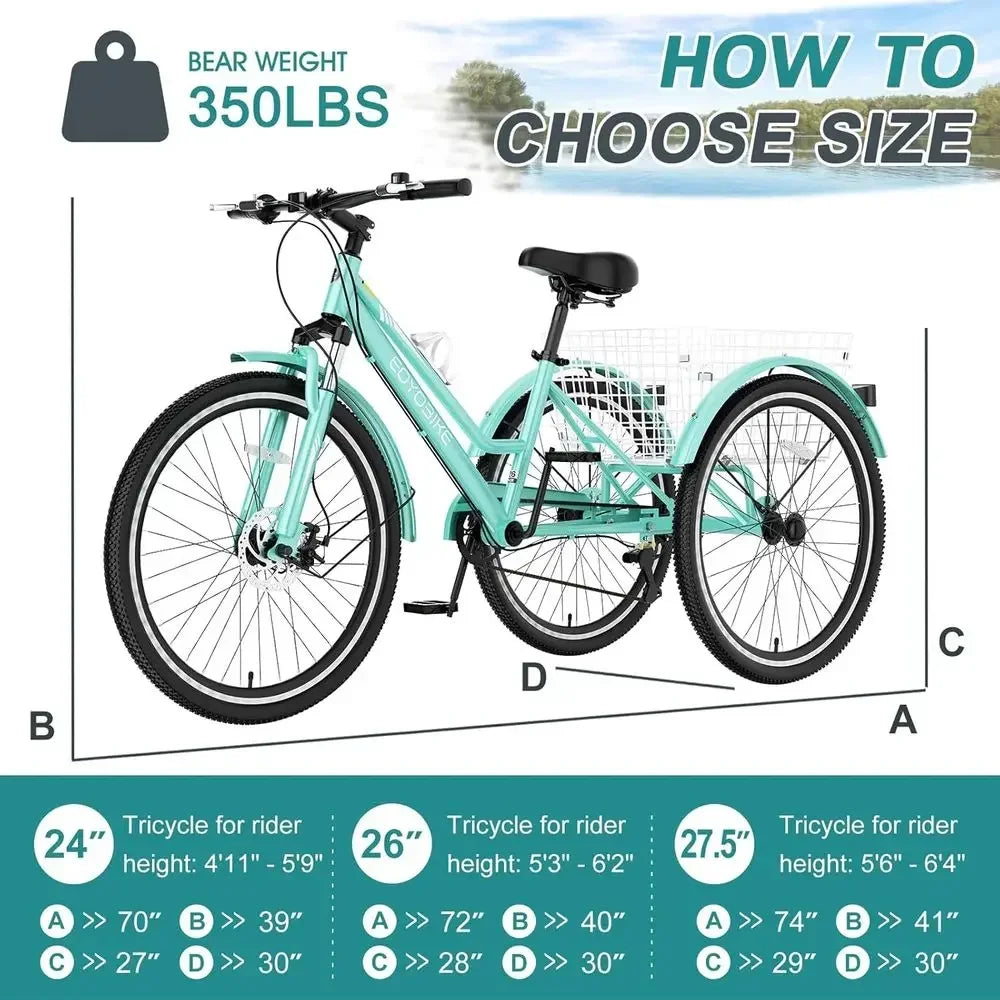 7-Speed Adult Mountain Trike With Front Disc Brake And Suspension by S And B Enterprise