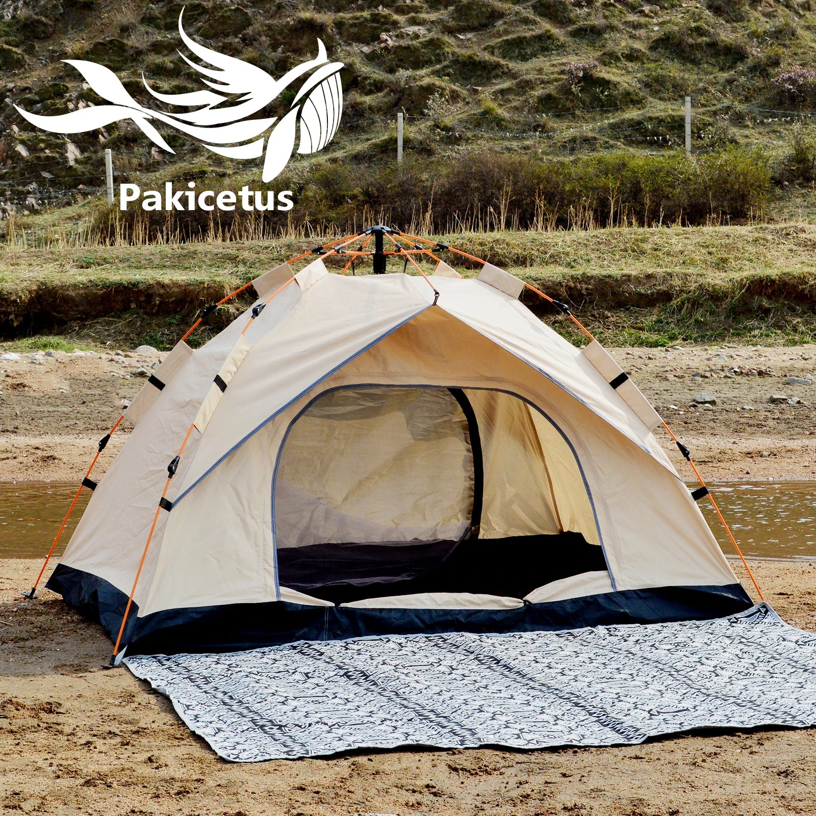 Pakicetus Instant Golden Tent Portable Sun And Rain Shelter by S And B Enterprise