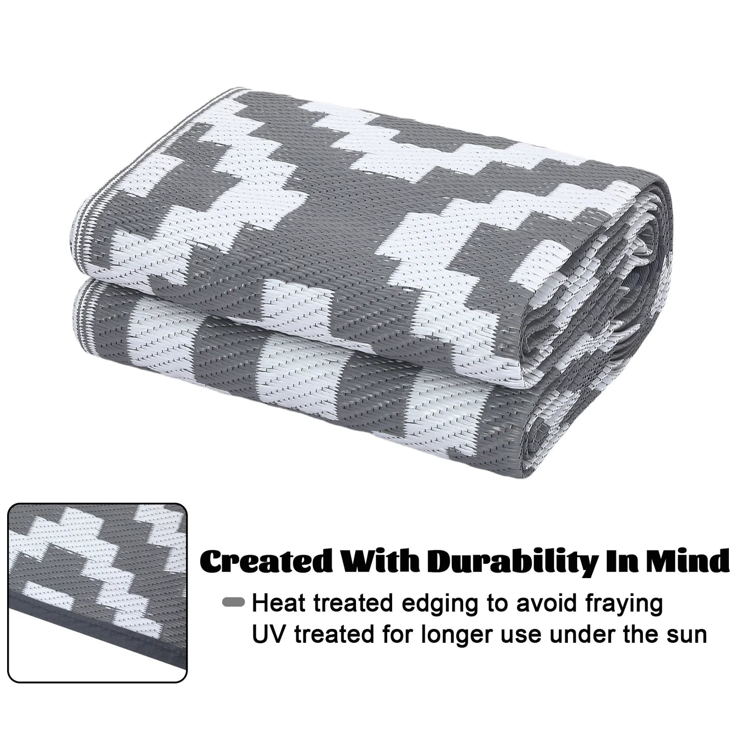StudysetCN Outdoor Geometric Plastic Straw Rug Waterproof Patio Mat