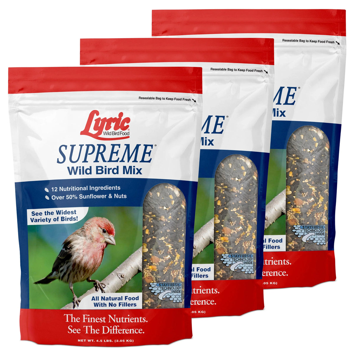 Lyric Supreme Wild Bird Mix 4-pack, wild bird seed with nuts and sunflower seeds