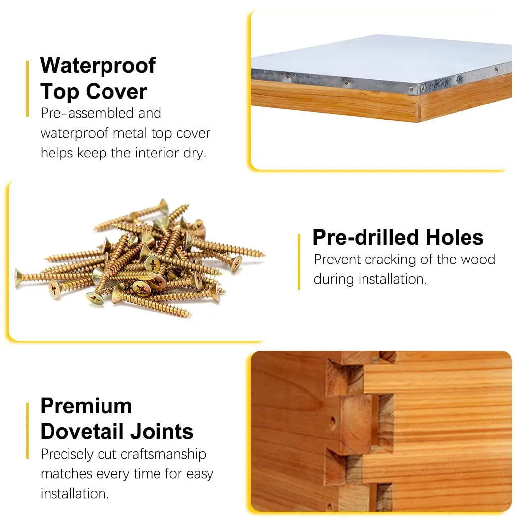 Langstroth Beehive Starter Kit With Beeswax Coated Boxes For Beginners