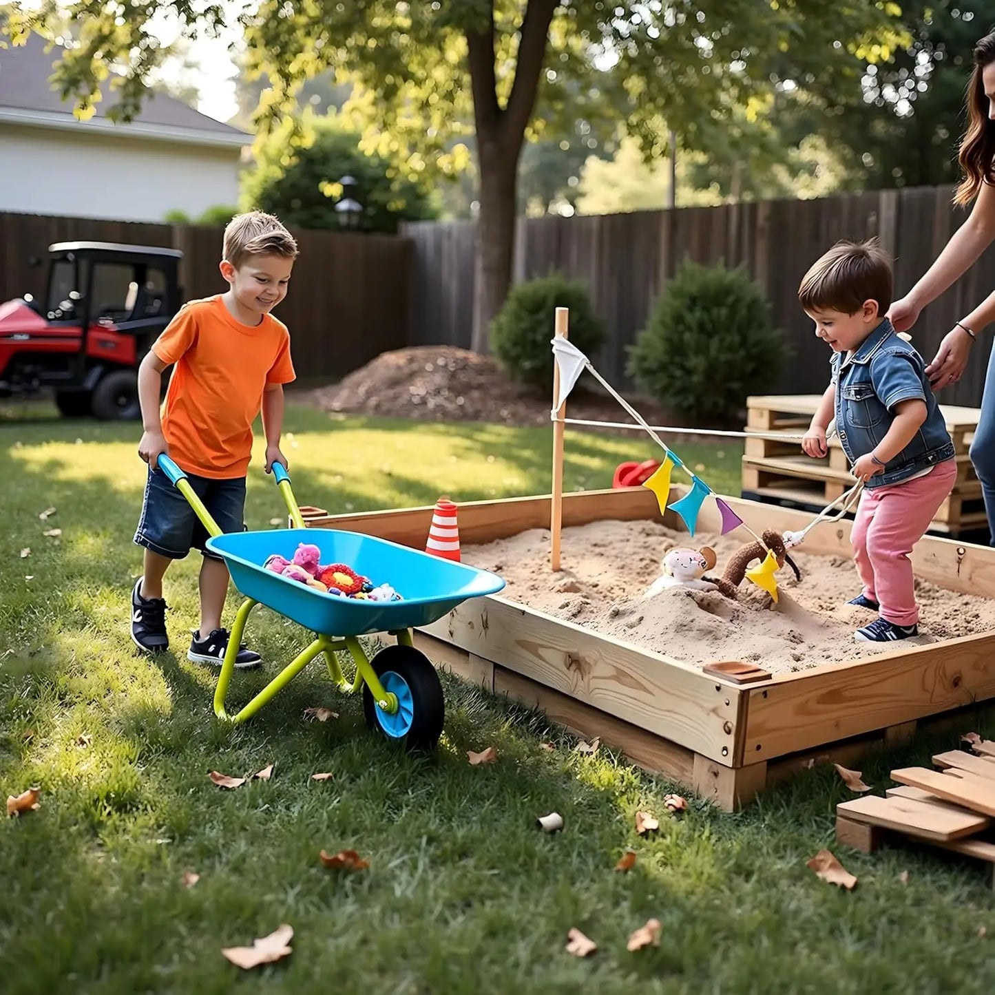 Kids Metal Wheelbarrow For Outdoor Play And Gardening