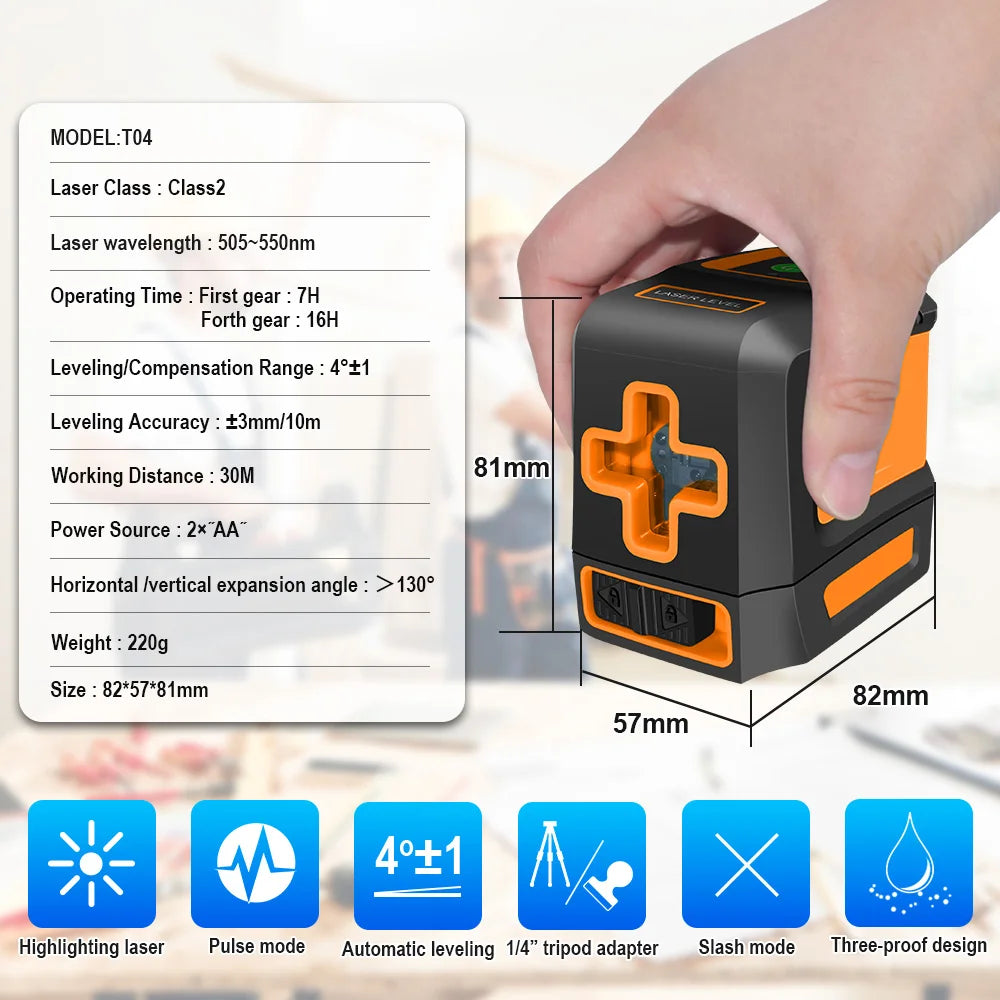 BOAYAL Laser Level Self Leveling Green Cross Line for Picture Hanging Tile Home DIY Construction Battery Included IP54 by S And B Enterprise