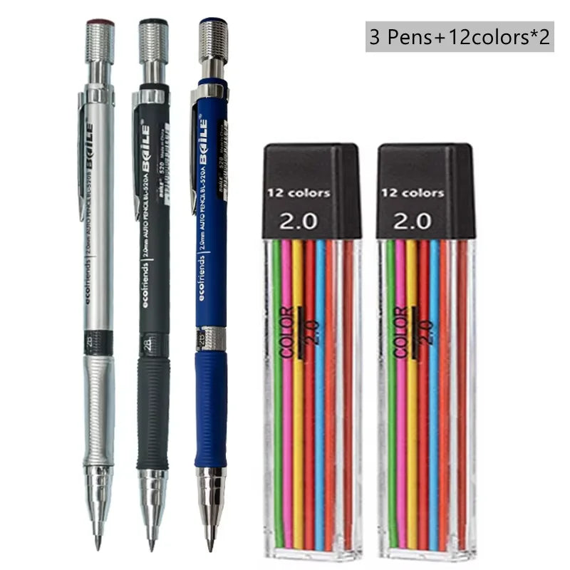 Mechanical Pencil Set With 2B Lead Refills For Writing And Sketching by S And B Enterprise